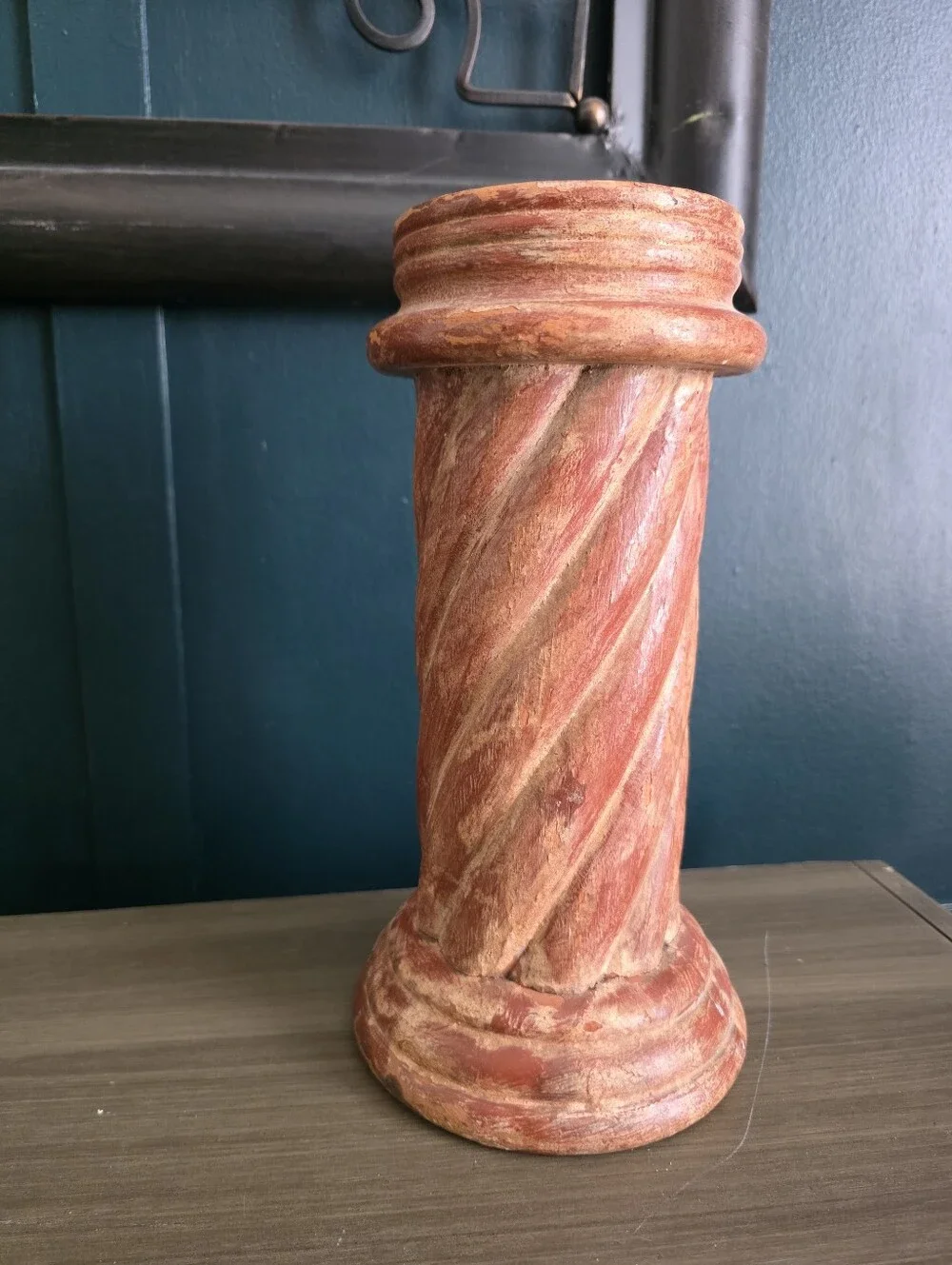 Large Solomonic Barley Twist Column Pillar Candle Holder Rustic Terracotta Look